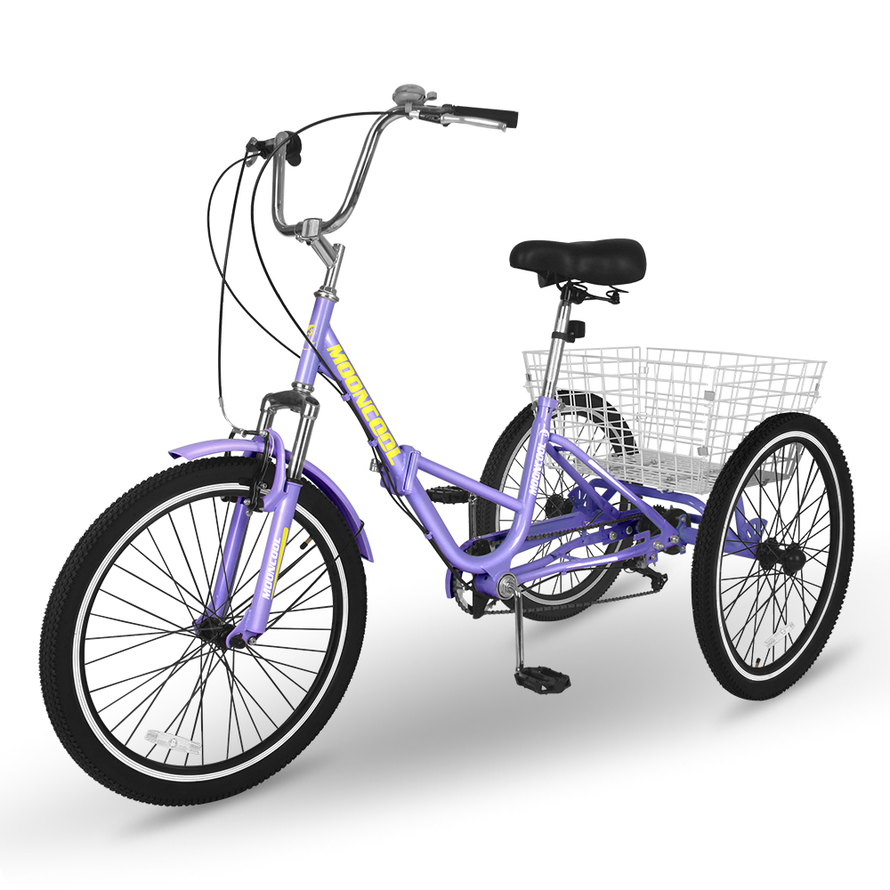 Mooncool Foldable Tricycle for Adults Without Battery 7 Speed 24 in. Bikes with Low Step Through